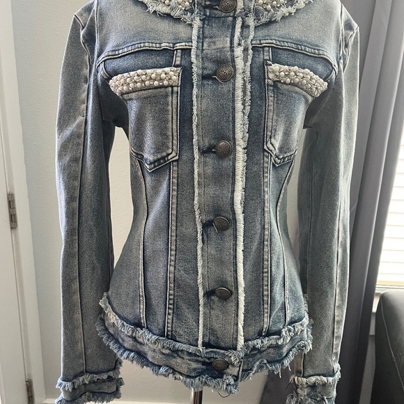Fringe and Pearl Denim Jacket - Picture 1 of 10